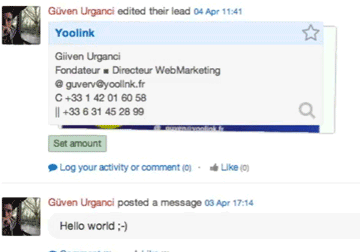 attach business card to a lead